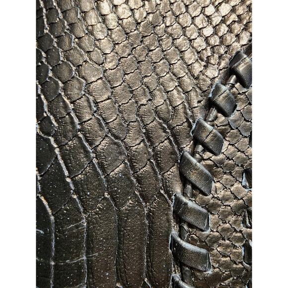 Big Buddha Snake Skin Foldover Whipstitch Metallic Clutch Purse - Picture 4 of 6